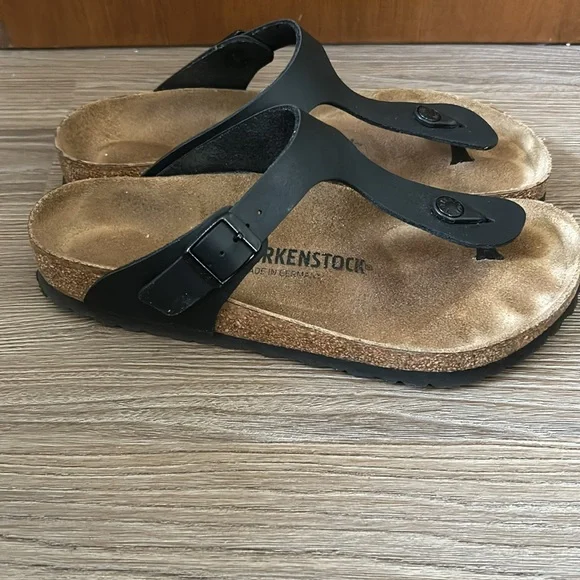 Birkenstock Gizeh Buro-flor thong sandal, like new, black size 40. Worn once - Picture 2 of 8